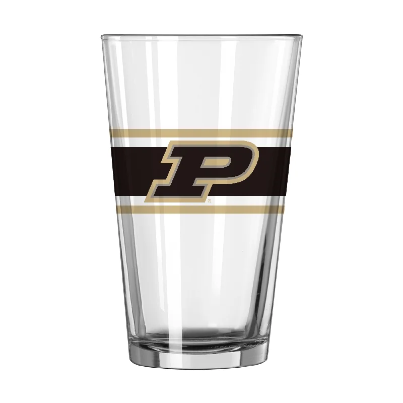 Team Mug With Bold Prints-Purdue 16oz Stripe Pint Glass