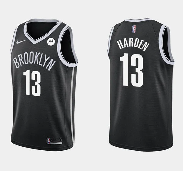 Basketball Jersey Cotton Blend-Men's Brooklyn Nets #13 James Harden Black Icon Edition Swingman Stitched Basketball Jersey