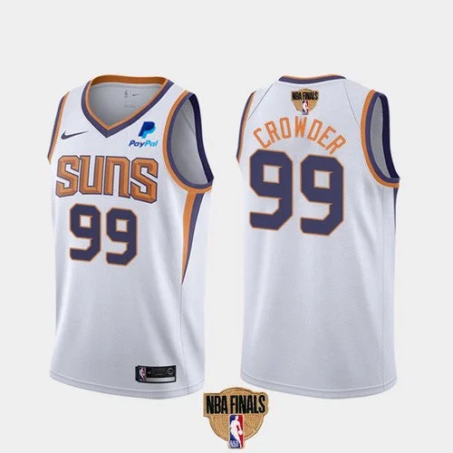 Basketball Jersey Cotton Blend-Men's Phoenix Suns #99 Jae Crowder 2021 White Finals Association Edition Stitched Basketball Jersey