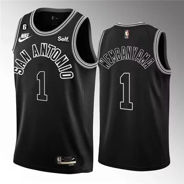 Basketball Jersey Hot Sale-Men's San Antonio Spurs #1 Victor Wembanyama Black 2022/23 Classic Edition With NO.6 Patch Stitched Basketball Basketball Jersey