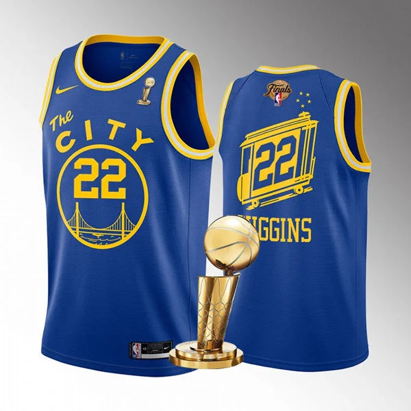 Men's Golden State Warriors #22 Andrew Wiggins Royal 2022 Finals Champions Stitched Basketball Jersey