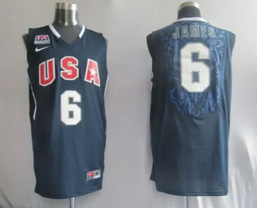 Basketball Jersey Adjustable Fit-Team USA 6 Leborn James Blue Basketball Jerseys