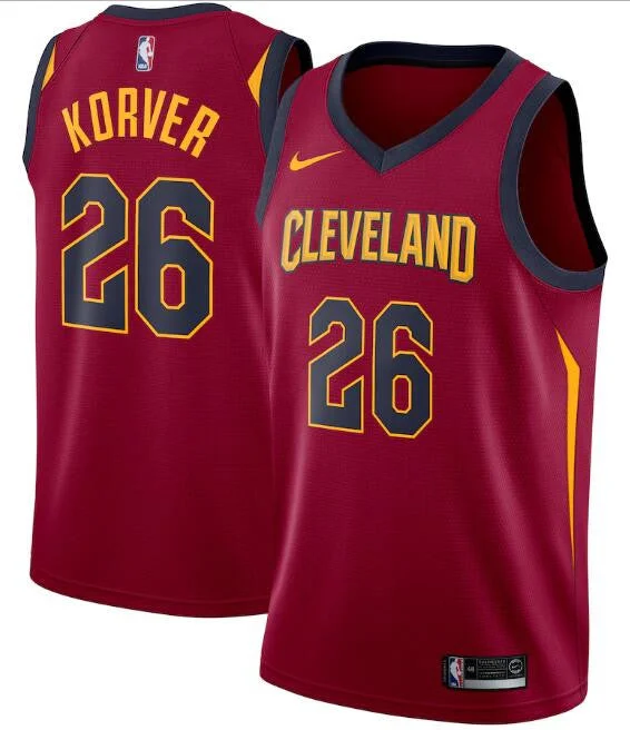 Basketball Jersey For Pickup Games-Men's Cleveland Cavaliers Red #26 Kyle Korver Icon Edition Swingman Stitched Basketball Jersey