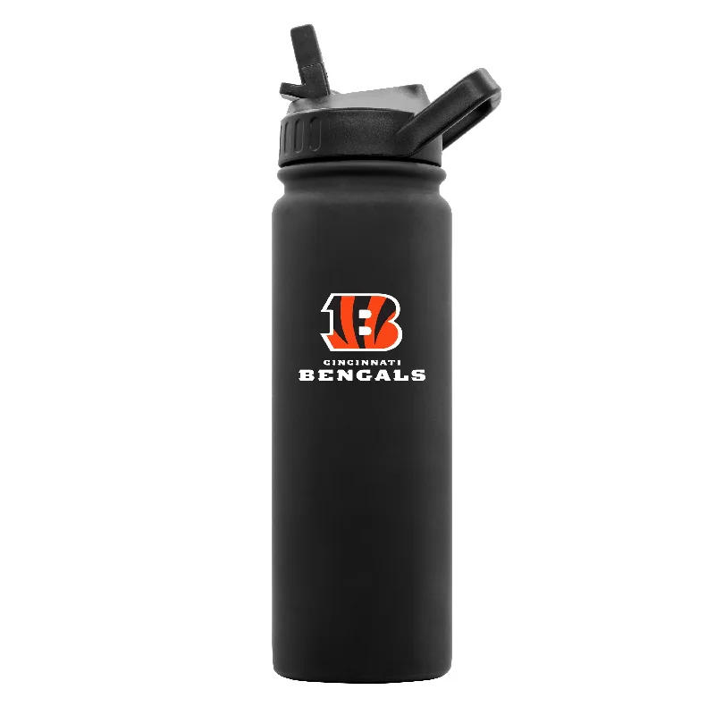 Team Mug For Personal Use-Cincinnati Bengals 24oz Black Soft Touch Bottle