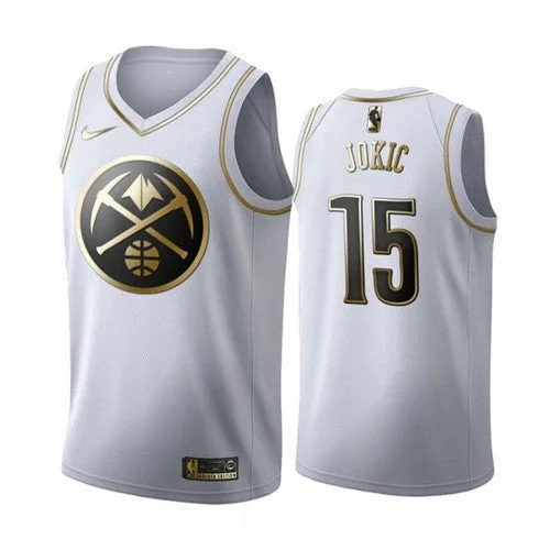 Basketball Jersey With A Modern Twist-Men's Denver Nuggets #15 Nikola Jokic White 2019 Golden Edition Stitched Basketball Jersey