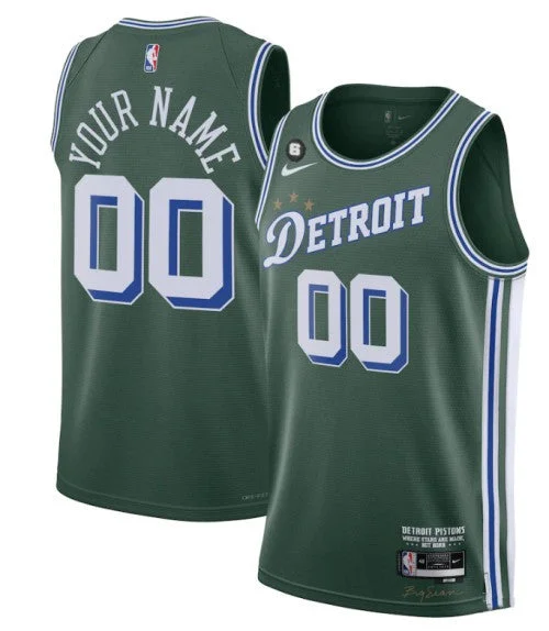 Basketball Jersey Fade-Resistant-Men's Detroit Pistons Active Player Custom Green 2022/23 City Edition With NO.6 Patch Stitched Basketball Jersey