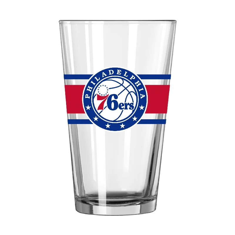 Team Mug Lightweight And Sturdy-Philadelphia 76ers 16oz Stripe Pint Glass