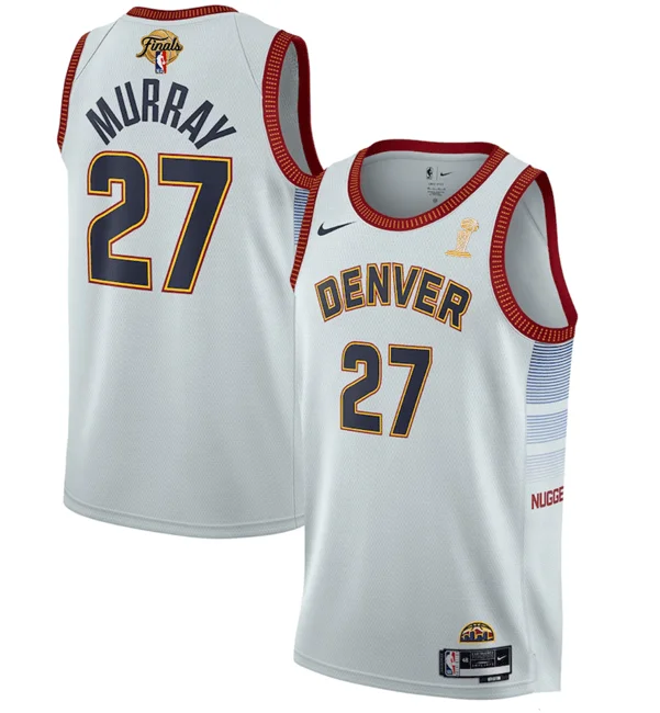 Basketball Jersey Multi-Sport Use-Men's Denver Nuggets #27 Jamal Murray White 2023 Finals Champions Icon Edition Stitched Basketball Basketball Jersey