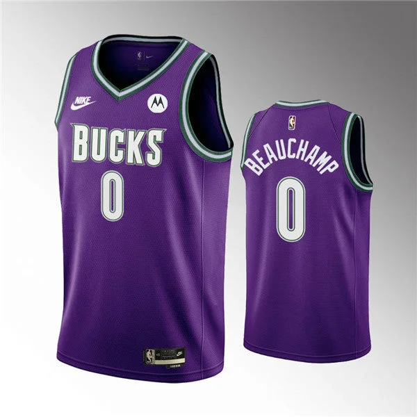 Basketball Jersey Digital Printed-Men's Milwaukee Bucks #0 MarJon Beauchamp 2022/23 Purple Classic Edition Swingman Stitched Basketball Basketball Jersey