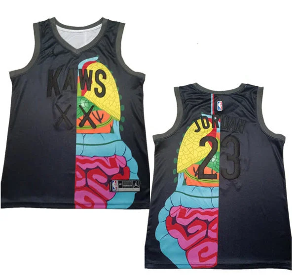 Basketball Jersey Lightweight Fit-Men's KAWS x Chicago Bulls #23 Michael Jordan Black Stitched Basketball Basketball Jersey