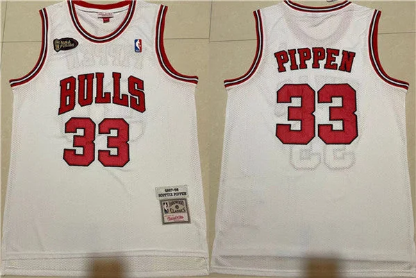 Basketball Jersey Tie-Dye-Men's Chicago Bulls #33 Scottie Pippen 1997-98 White Throwback Stitched Basketball Jersey