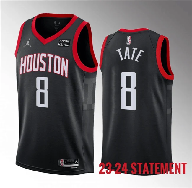 Basketball Jersey Fast Delivery-Men's Houston Rockets #8 Jae'Sean Tate Black 2023 Statement Edition Stitched Basketball Basketball Jersey