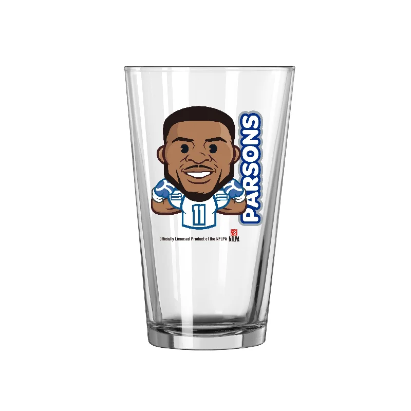 Team Mug With Embossed Design-Dallas Cowboys Micah Parsons Caricature 16oz Pint Glass