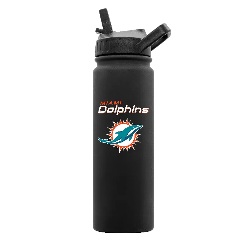 Team Mug With Gold Rim-Miami Dolphins 24oz Black Soft Touch Bottle