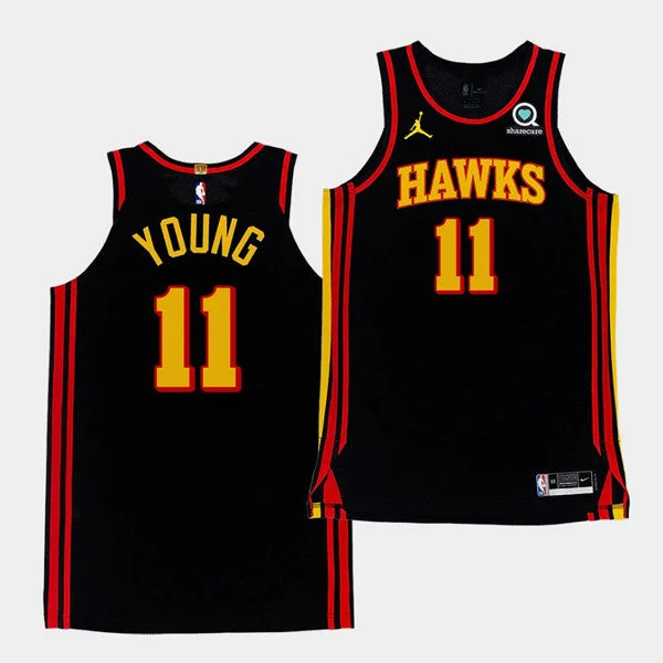 Basketball Jersey Anti-Fade Colors-Men's Atlanta Hawks Black #11 Trae Young Stitched Basketball Jersey