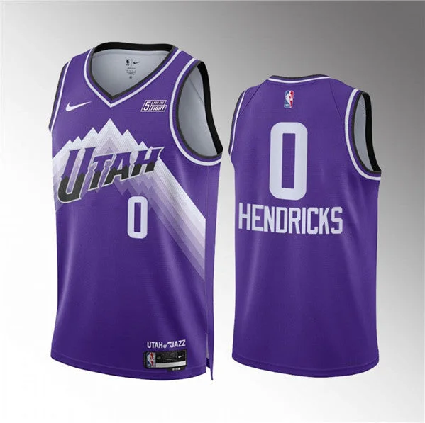 Basketball Jersey Great For Daily Wear-Men's Utah Jazz #0 Taylor Hendricks Purple 2023/24 City Edition Stitched Basketball Basketball Jersey