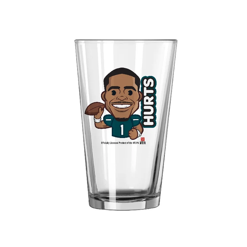 Team Mug For Mother’s Day-Philadelphia Eagles Jalen Hurts Caricature 16oz Pint Glass