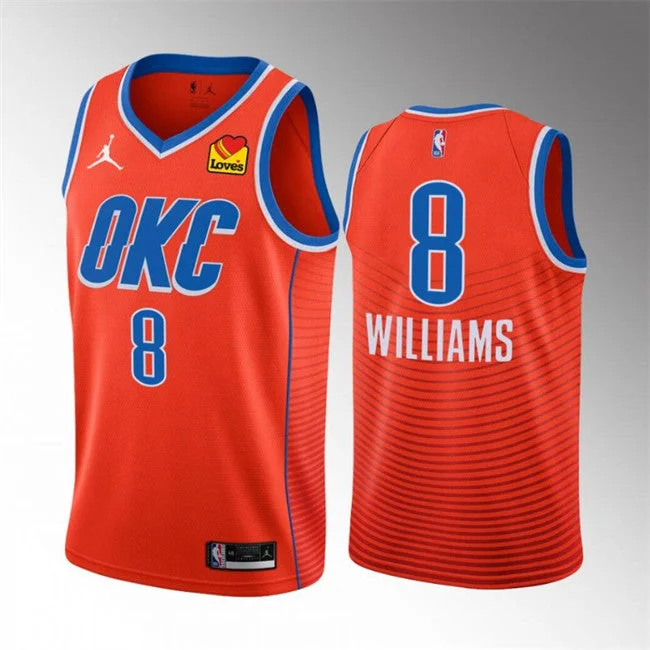 Basketball Jersey Screen Printed-Men's Oklahoma City Thunder #8 Jalen Williams Orange Statement Edition Stitched Basketball Basketball Jersey