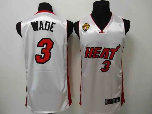 Basketball Jersey High School Team-Heat 3 Wade White Final Patch Basketball Jerseys