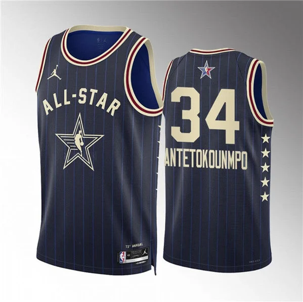 Basketball Jersey Retro Style-Men's 2024 All-Star #34 Giannis Antetokounmpo Navy Stitched Basketball Basketball Jersey