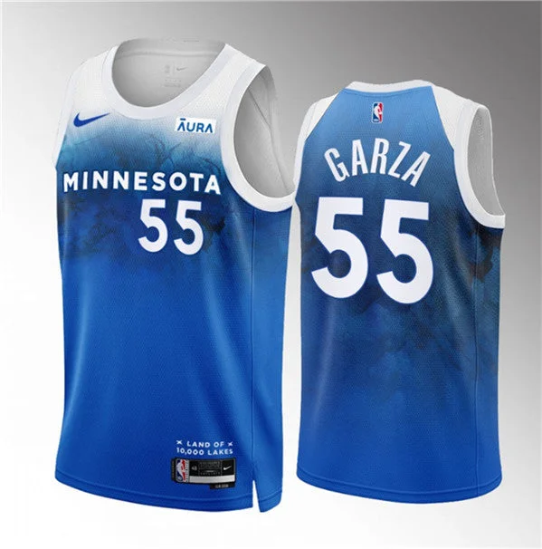 Basketball Jersey High-Performance Fabric-Men's Minnesota Timberwolves #55 Luka Garza Blue 2023/24 City Edition Stitched Basketball Jersey