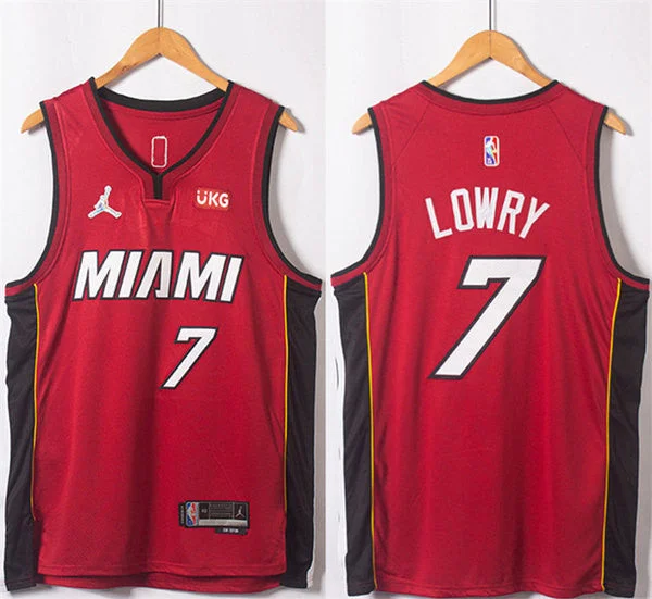 Basketball Jersey Easy To Wash-Men's Miami Heat #7 Kyle Lowry Red Statement Edition 75th Anniversary Stitched Basketball Jersey