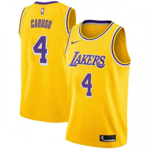 Basketball Jersey Button Up-Men's Los Angeles Lakers #4 Alex Caruso Yellow Stitched Basketball Jersey