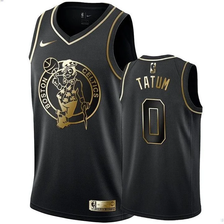 Basketball Jersey Multi-Sport Use-Men's Boston Celtics #0 Jayson Tatum Black Golden Edition Stitched Basketball Jersey