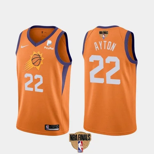 Basketball Jersey For Athletes-Men's Phoenix Suns #22 Deandre Ayton 2021 Orange Statement Finals Basketball Swingman Stitched Basketball Jersey