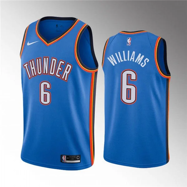 Basketball Jersey For Dunk Contests-Men's Oklahoma City Thunder #6 Jaylin Williams Blue Icon Edition Stitched Basketball Basketball Jersey