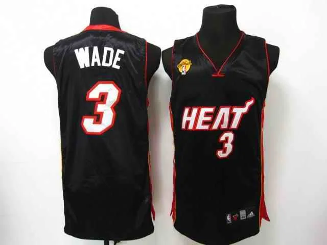 Basketball Jersey High-Intensity Performance-Heat 3 Wade Black Final Patch Basketball Jerseys