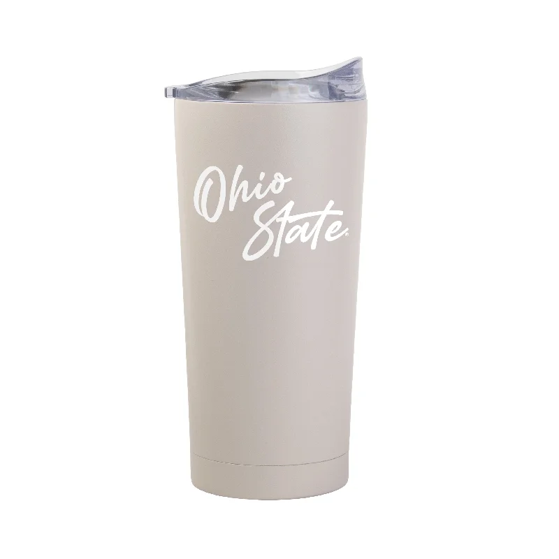 Team Mug With Logo-Ohio State 20oz Script Ohio State Sand Powder Coat Tumbler