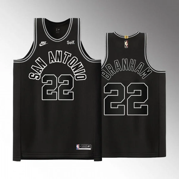 Basketball Jersey For Streetball-Men' San Antonio Spurs #22 Malaki Branham Black Stitched Basketball Jersey