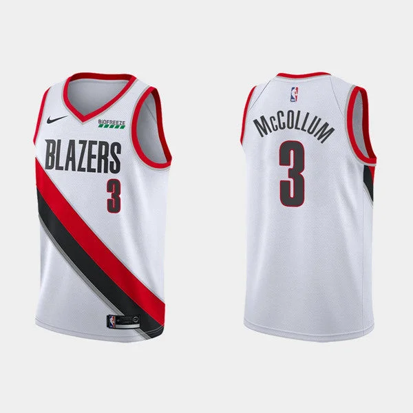 Basketball Jersey Urban Fashion-Men's Portland Trail Blazers #3 C.J. McCollum White Stitched Basketball Jersey