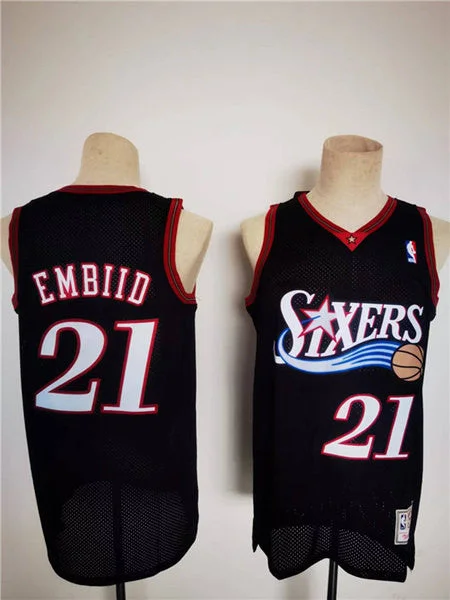 Basketball Jersey For Street Basketball-Men's Philadelphia 76ers #21 Joel Embiid Mitchell & Ness Black Classics Stitched Basketball Basketball Jersey