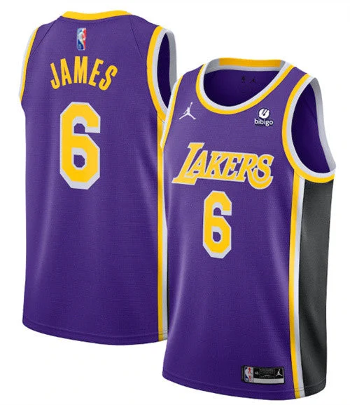 Basketball Jersey For Graduation-Men's Los Angeles Lakers #6 LeBron James Purple 75th Anniversary City Edition Stitched Basketball Jersey