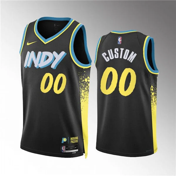 Basketball Jersey Sportswear Edition-Men's Indiana Pacers Active Player Custom Black 2023/24 City Edition Stitched Basketball Basketball Jersey