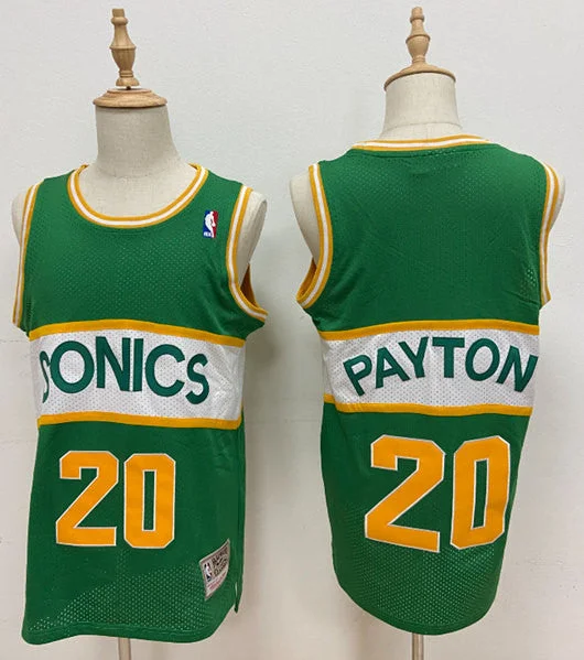 Basketball Jersey Bulk Order-Thunder #20 Gary Payton Green Seattle Super Sonics Style Stitched Basketball Jersey