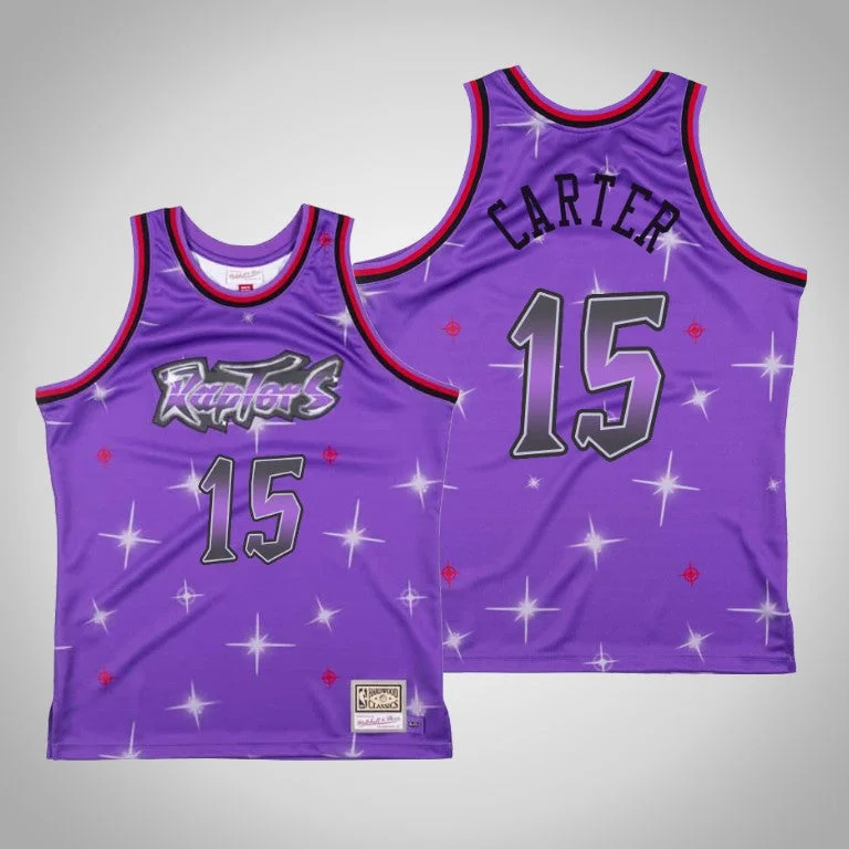 Basketball Jersey Streetwear-Men's Toronto Raptors #15 Vince Carter Purple Swingman Classic Airbrush Stitched Basketball Jersey