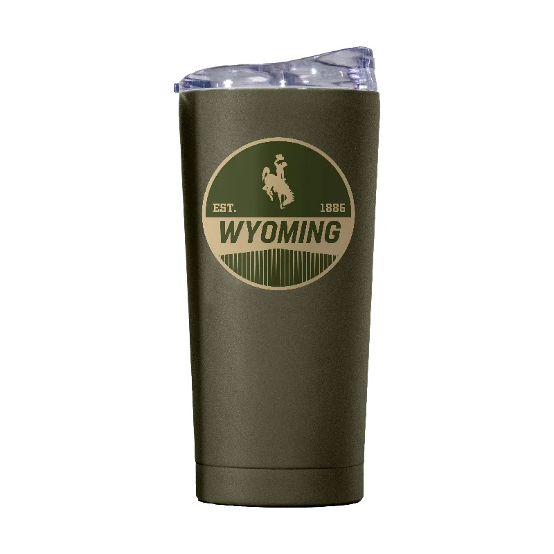 Team Mug Easy To Hold-Wyoming 20oz Olive Badge Powder Coat Tumbler