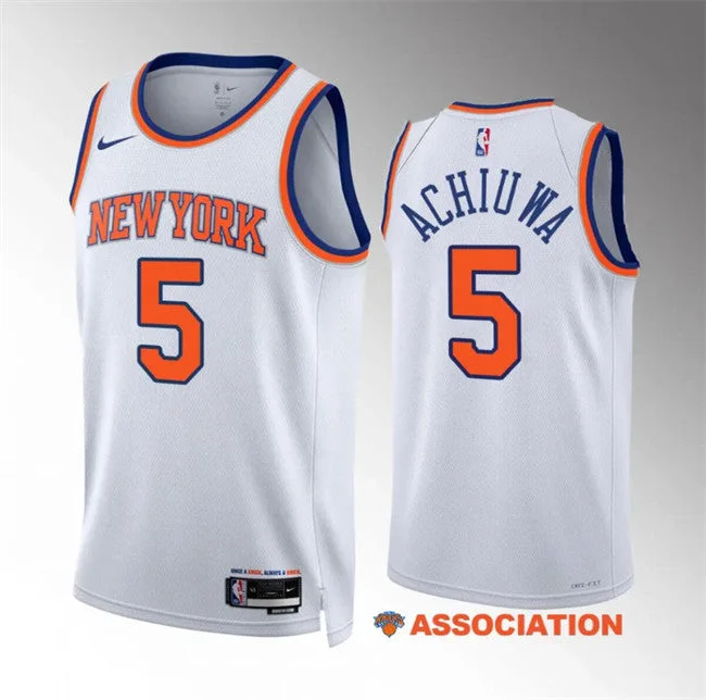 Basketball Jersey Streetwear-Men's New Yok Knicks #5 Precious Achiuwa White Association Edition Stitched Basketball Basketball Jersey