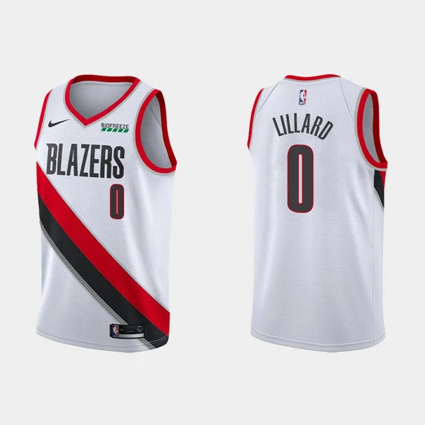 Basketball Jersey Personalized-Men's Portland Trail Blazers #0 Damian Lillard White Stitched Basketball Jersey