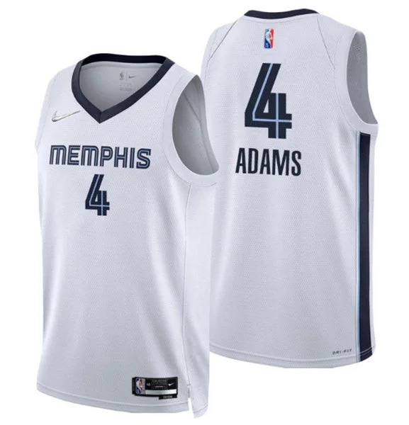 Basketball Jersey For Women-Men's Memphis Grizzlies #4 Steven Adams White 75th Anniversary Stitched Basketball Jersey