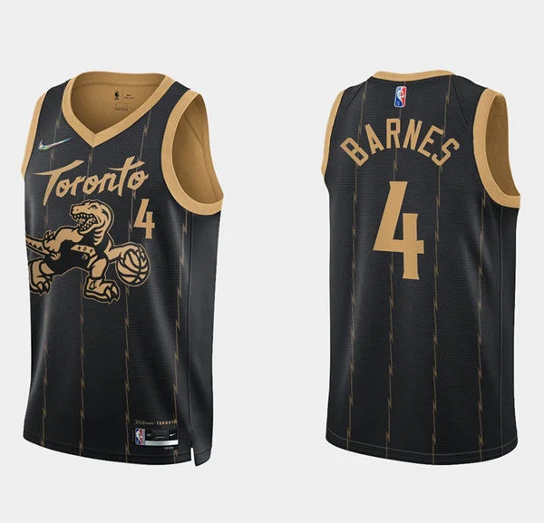 Basketball Jersey Special Edition-Men's Toronto Raptors #4 Scottie Barnes Black 75th Anniversary Stitched Basketball Basketball Jersey