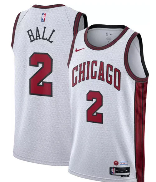 Basketball Jersey Double Stitched-Men's Chicago Bulls #2 Lonzo Ball White 2022/23 City Edition Stitched Basketball Basketball Jersey