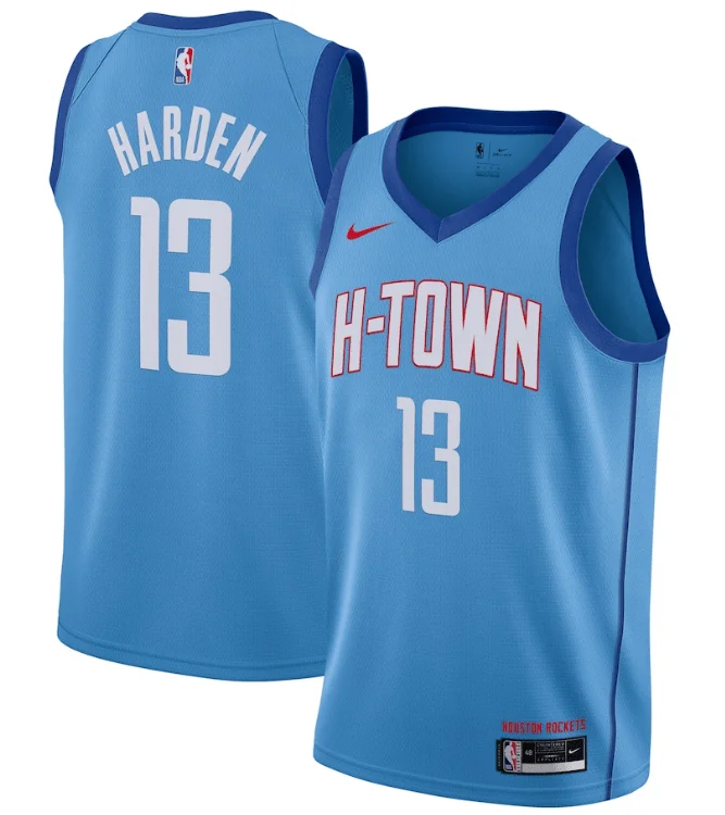 Basketball Jersey Eye-Catching Design-Men's Houston Rockets #13 James Harden Blue 2020/21City Edition Swingman Stitched Basketball Jersey