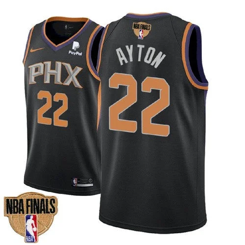 Basketball Jersey Luxury Quality-Men's Phoenix Suns #22 Deandre Ayton 2021 Black Finals Statement Edition Stitched Basketball Jersey