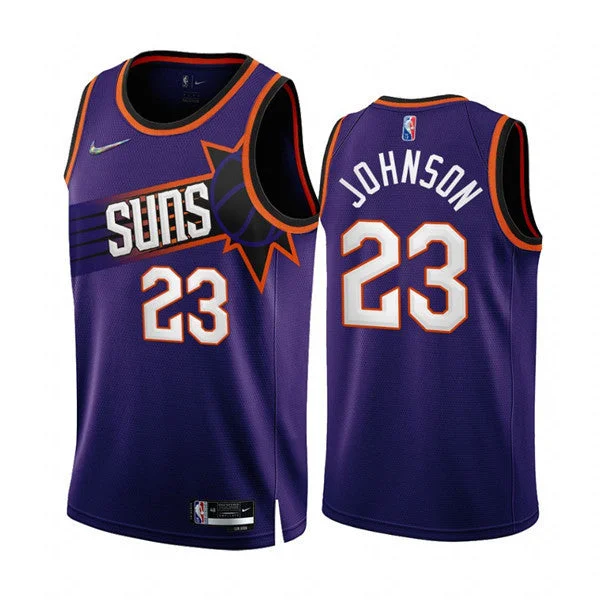 Basketball Jersey Fan Edition-Men's Phoenix Suns #23 Cameron Johnson 2022/23 Purple 75th Anniversary Icon Edition Stitched Basketball Jersey