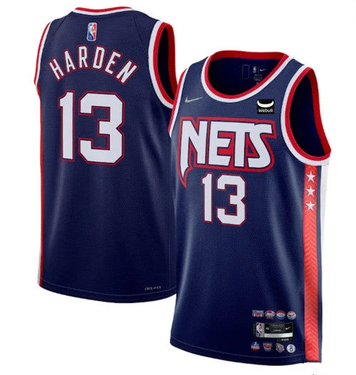 Basketball Jersey Classic Design-Men's Brooklyn Nets #13 James Harden 2021/22 Navy Swingman City Edition 75th Anniversary Stitched Basketball Basketball Jersey