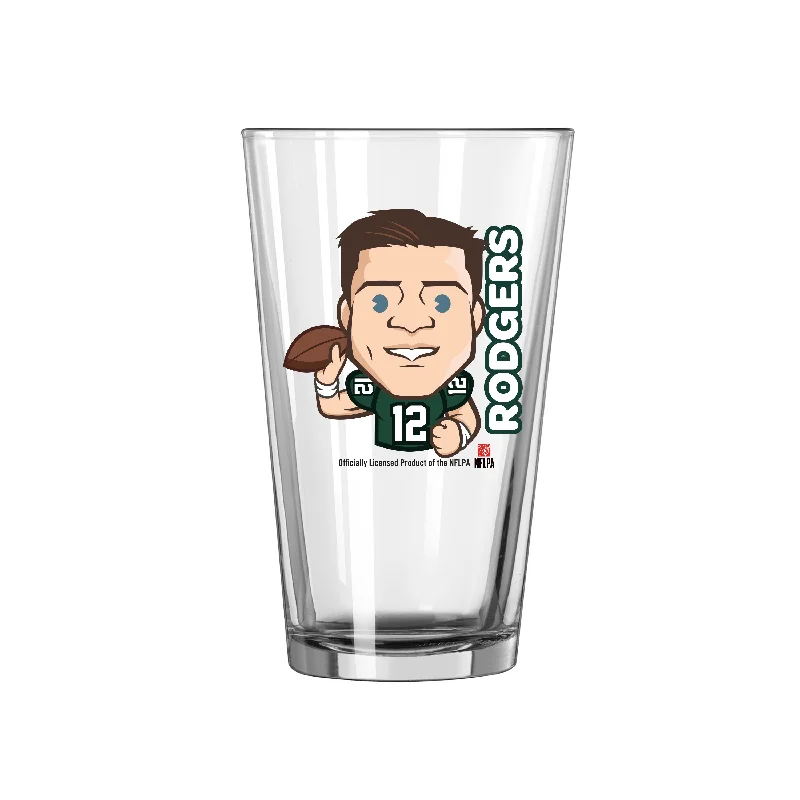 Team Mug For Tea Drinkers-GB Packers Aaron Rodgers Caricature 16oz Pint Glass